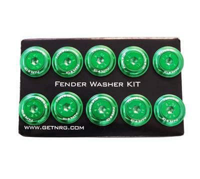 NRG Fender Washer Kit, Set of 10, Green with Color Matched Bolts, Rivets for Plastic - FW-150GN