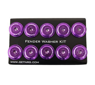 NRG Fender Washer Kit, Set of 10, Purple with Color Matched Bolts, Rivets for Plastic - FW-150PP