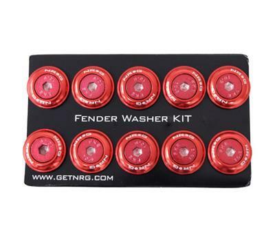 NRG Fender Washer Kit, Set of 10, Red with Color Matched Bolts, Rivets for Plastic - FW-150RD