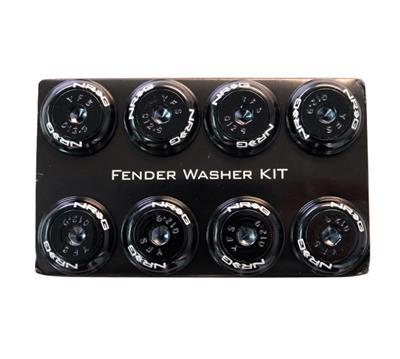 NRG Fender Washer Kit, Set of 8, Black with Color Matched Bolts, Rivets for Plastic - FW-800BK