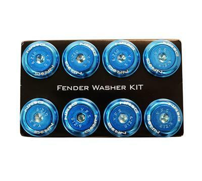 NRG Fender Washer Kit, Set of 8, Blue with Color Matched Bolts, Rivets for Plastic - FW-800BL