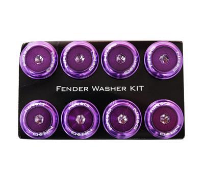 NRG Fender Washer Kit, Set of 8, Purple with Color Matched Bolts, Rivets for Plastic - FW-800PP