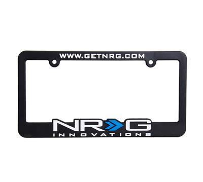 NRG License Plate Frame White w/ blue - LPF-100