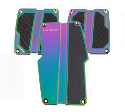 NRG Brushed Aluminum Sport Pedal Neo Chrome w/ Black Carbon MT - PDL-100MC