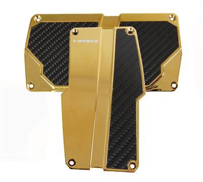 NRG Brushed Aluminum Sport Pedal Chrome Gold w/ Black Carbon AT - PDL-150CG