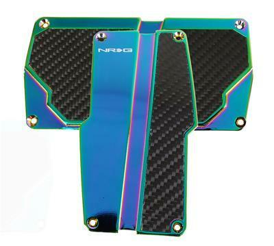 NRG Brushed Aluminum Sport Pedal Silver w/ Black Carbon AT - PDL-150MC