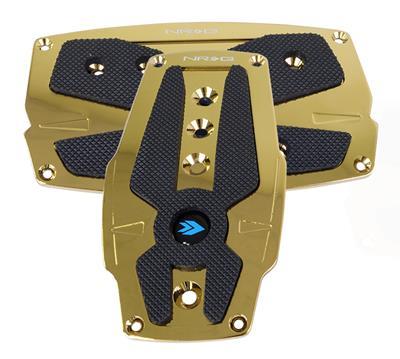 NRG Chrome Gold aliminum sport pedal w/ Black rubber inserts AT - PDL-250CG
