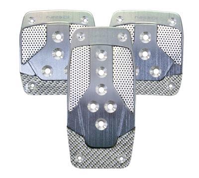 NRG Aluminum Sport Pedal Gun Metal w/ Silver Carbon MT - PDL-400GM
