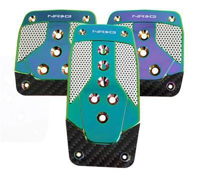 NRG Aluminum Sport Pedal Neo Chrome w/ Black Carbon MT - PDL-400MC
