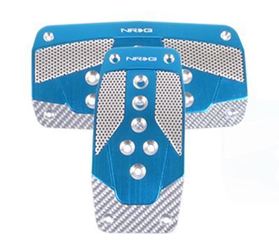 NRG Aluminum Sport Pedal Blue w/ Silver Carbon AT - PDL-450BL