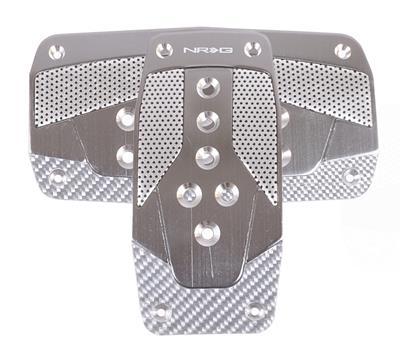 NRG Aluminum Sport Pedal Gun Metal w/ Silver Carbon AT - PDL-450GM