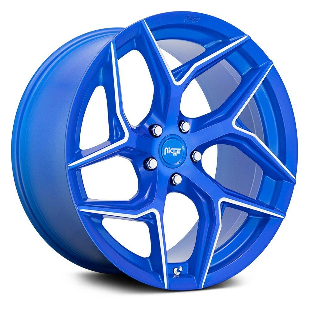 Niche M268 Torsioni Wheel, 20X10.5 in Anodized Blue Milled with 5X112 Bolt Pattern and 27 Offset - M2682005F8+27