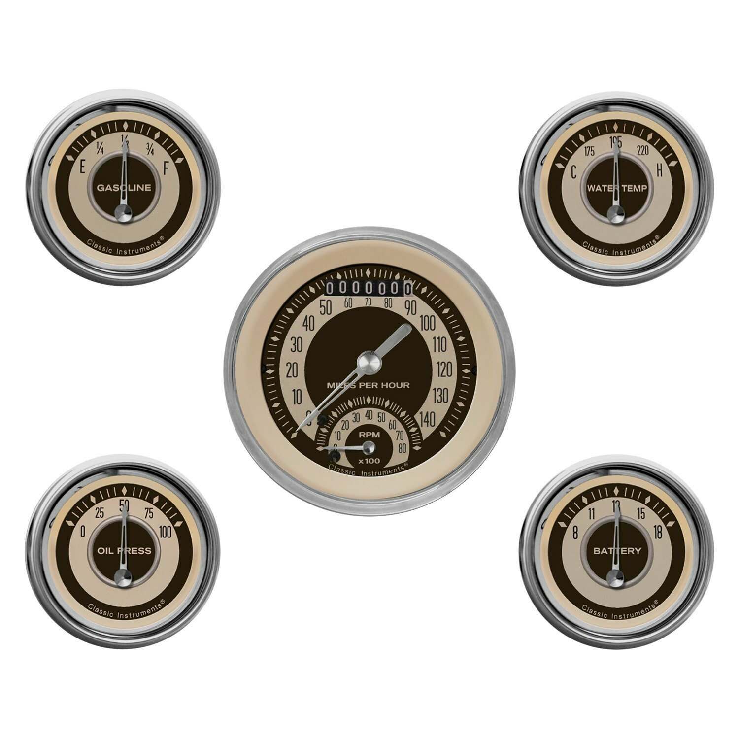 Classic Instruments The Nostalgia VT Series 5 Gauge Package - NT35SHC