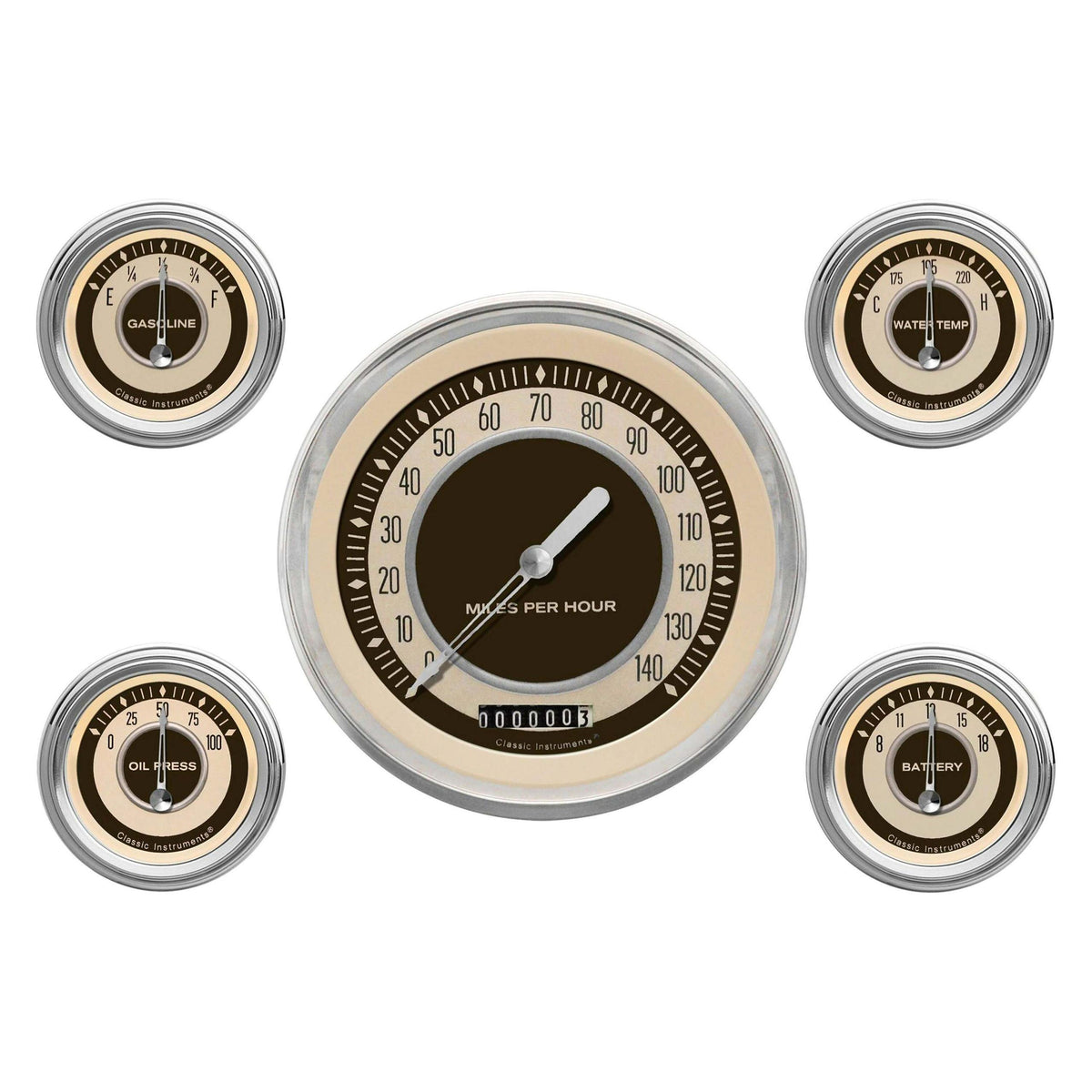 Classic Instruments The Nostalgia VT Series 5 Gauge Package - NT54SLC