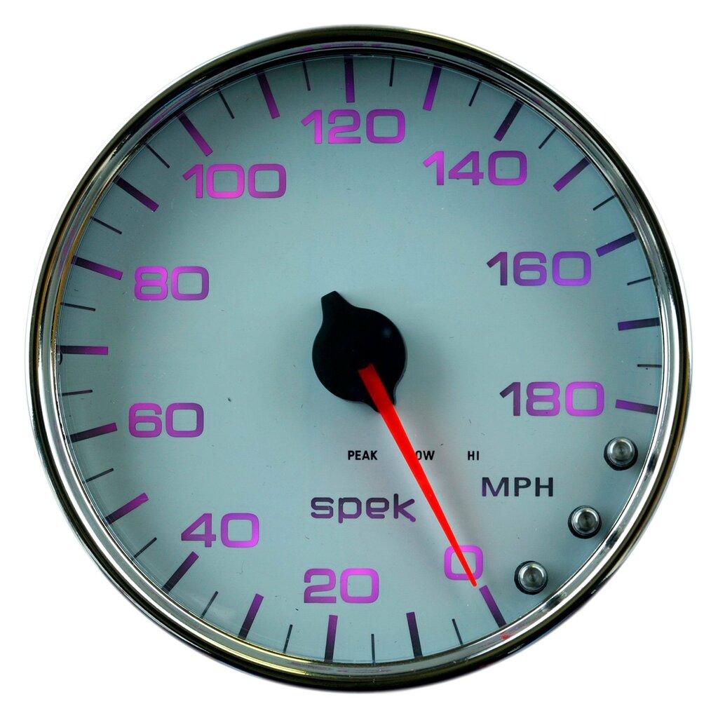 Auto Meter 5" SPEEDOMETER, 0-180 MPH, SPEK-PRO, WHITE/CHROME - P23011