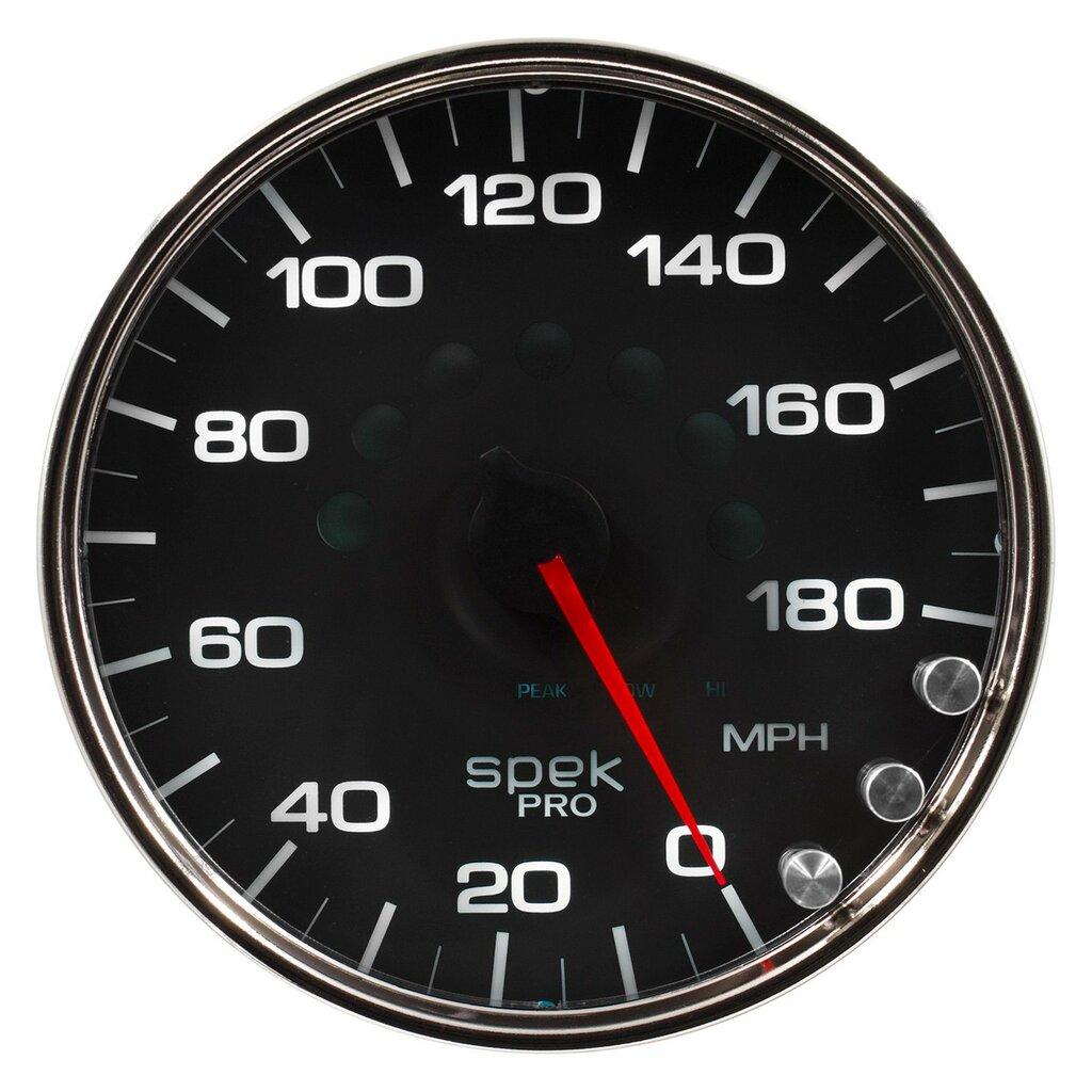 Auto Meter 5" SPEEDOMETER, 0-180 MPH, SPEK-PRO, BLACK/CHROME - P23031