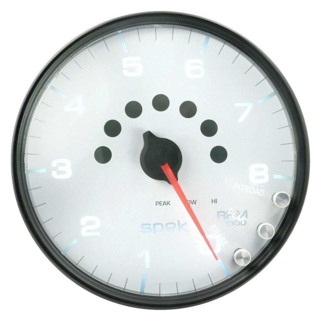Auto Meter 5" IN-DASH TACHOMETER, 0-8,000 RPM, SPEK-PRO, WHITE/BLACK - P23812
