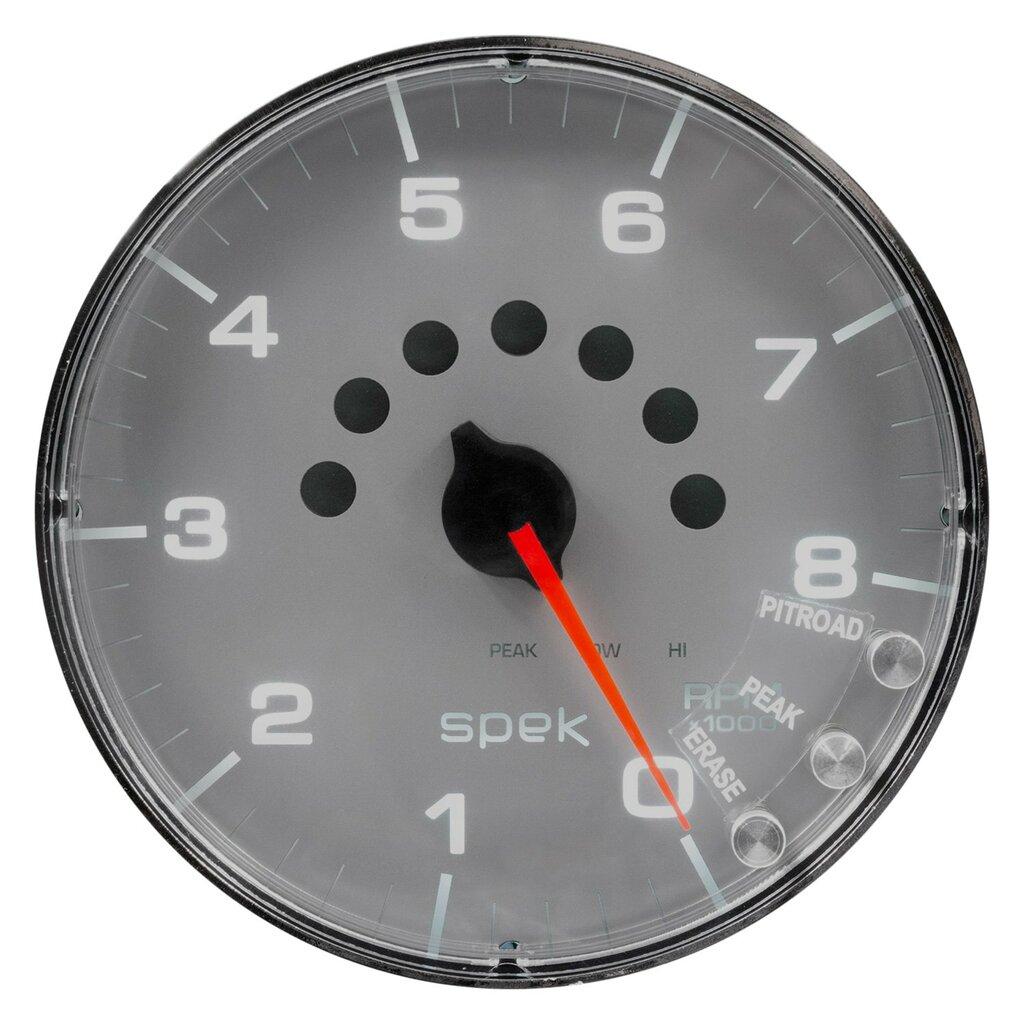 Auto Meter 5" IN-DASH TACHOMETER, 0-8,000 RPM, SPEK-PRO, SILVER/CHROME - P238218