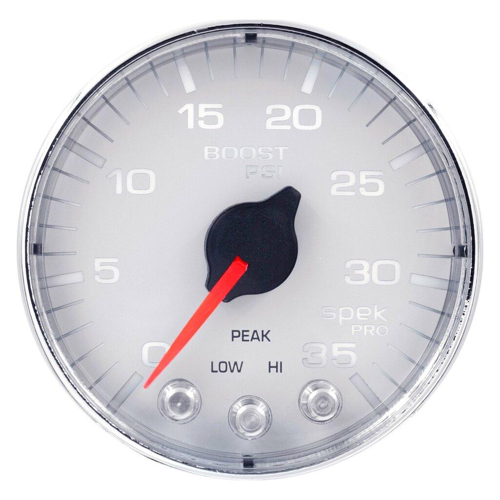 Auto Meter 2-1/16" BOOST, 0-35 PSI, SPEK-PRO, WHITE/CHROME - P303118