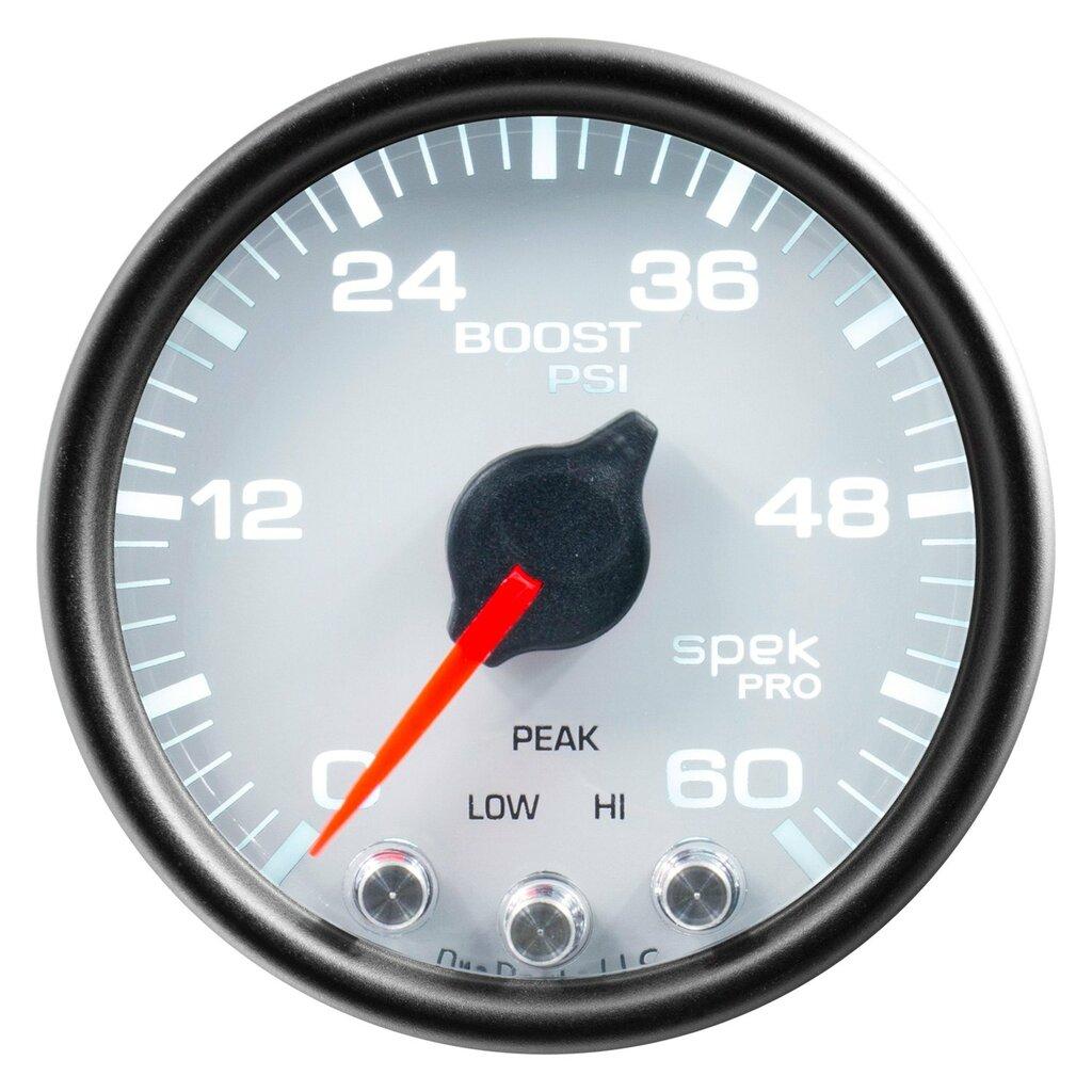 Auto Meter 2-1/16" BOOST, 0-60 PSI, SPEK-PRO, WHITE/BLACK - P30412