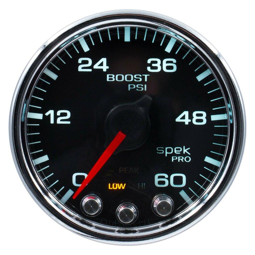 Auto Meter 2-1/16" BOOST, 0-60 PSI, SPEK-PRO, BLACK/CHROME - P30431