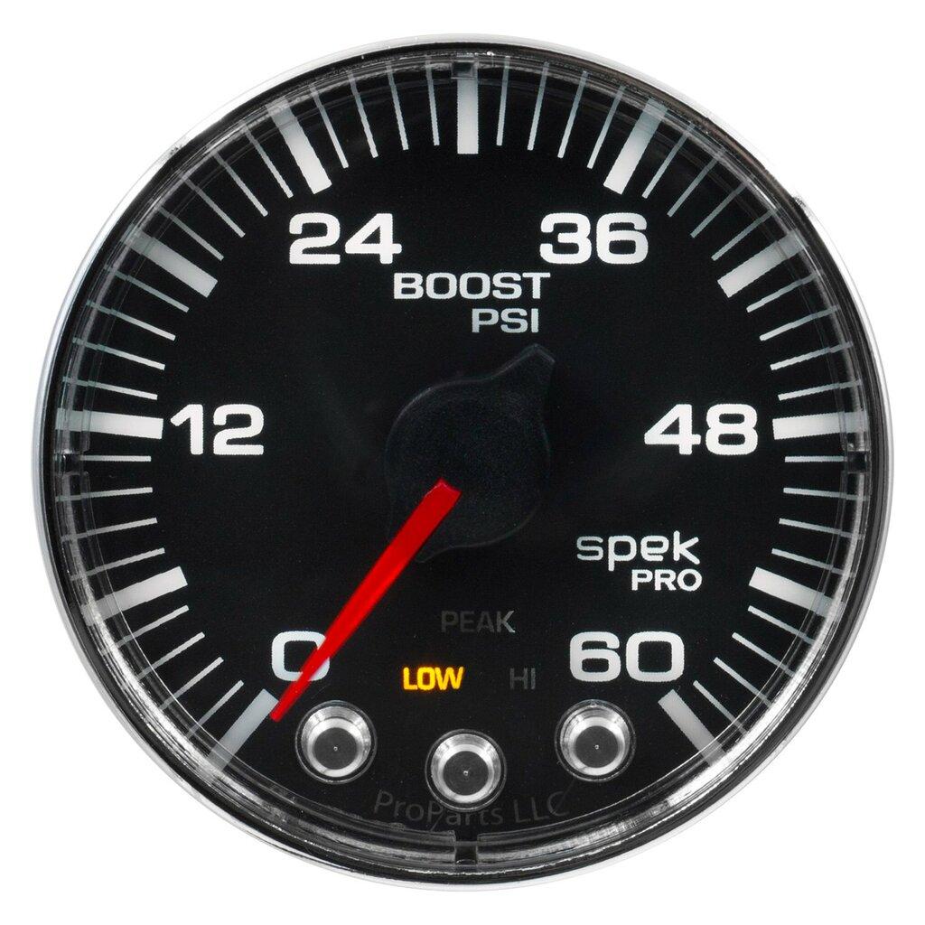 Auto Meter 2-1/16" BOOST, 0-60 PSI, SPEK-PRO, BLACK/CHROME - P304318