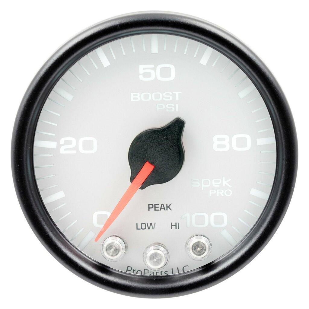 Auto Meter 2-1/16" BOOST, 0-100 PSI, SPEK-PRO, WHITE/BLACK - P30512