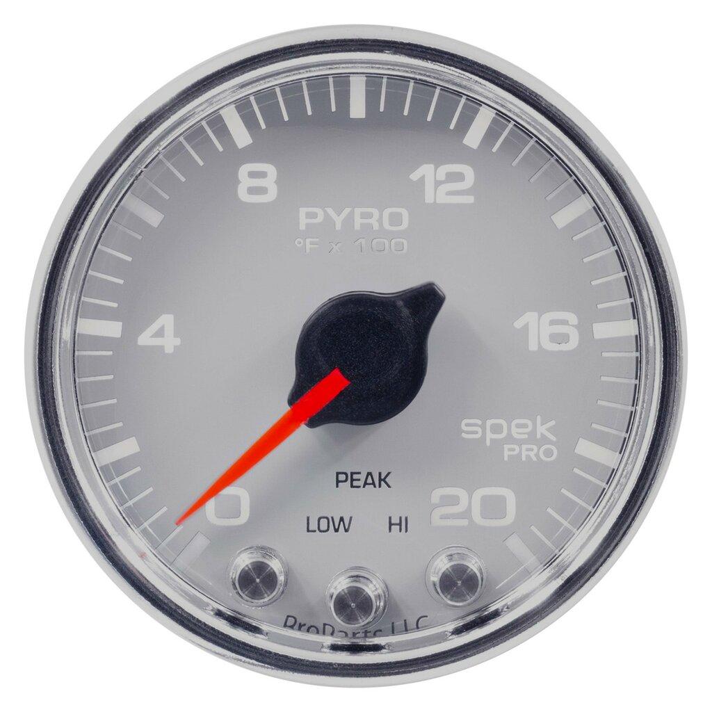 Auto Meter 2-1/16" PYROMETER, 0-2000 °F, SPEK-PRO, WHITE/CHROME - P31011