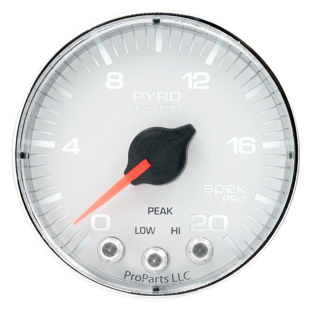 Auto Meter 2-1/16" PYROMETER, 0-2000 °F, SPEK-PRO, WHITE/CHROME - P310118