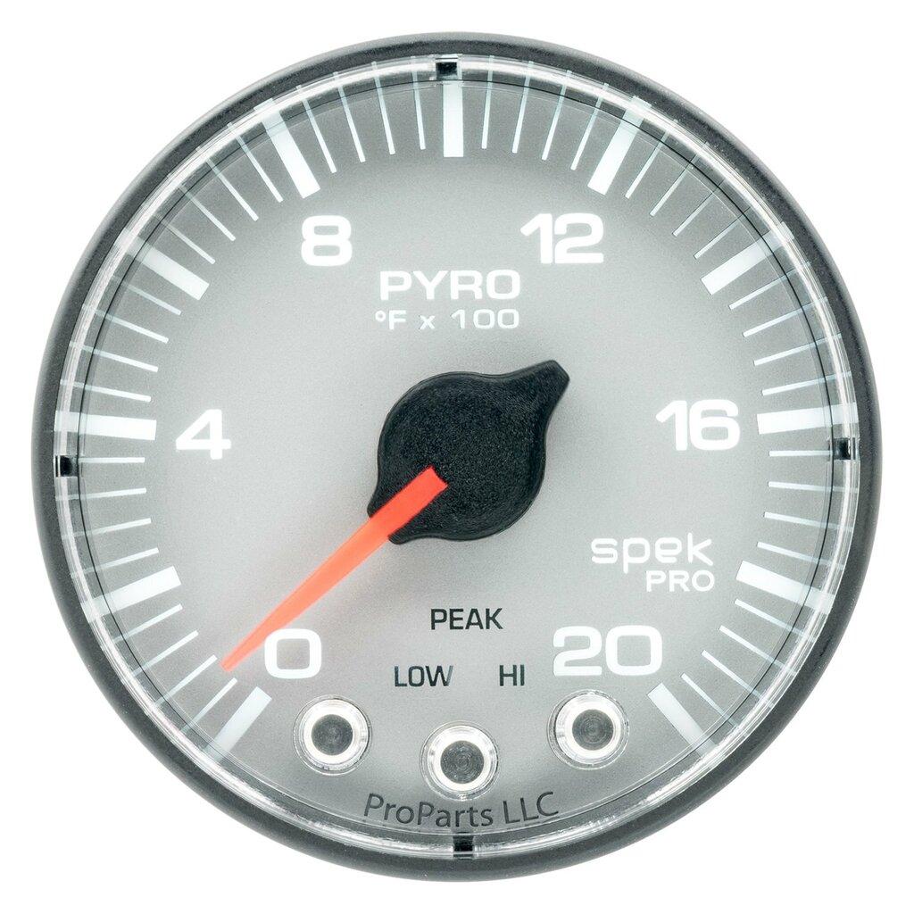Auto Meter 2-1/16" PYROMETER, 0-2000 °F, SPEK-PRO, SILVER/BLACK - P310228