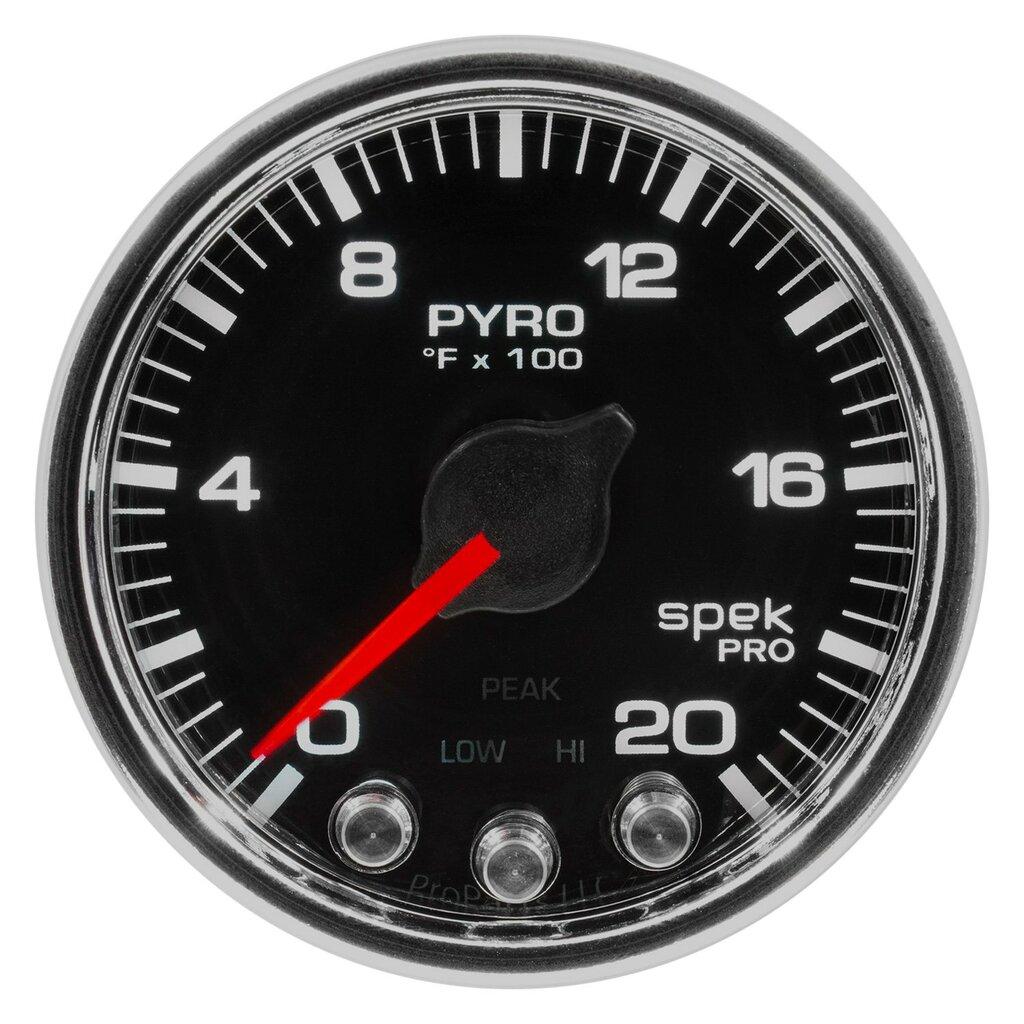 Auto Meter 2-1/16" PYROMETER, 0-2000 °F, SPEK-PRO, BLACK/CHROME - P31031