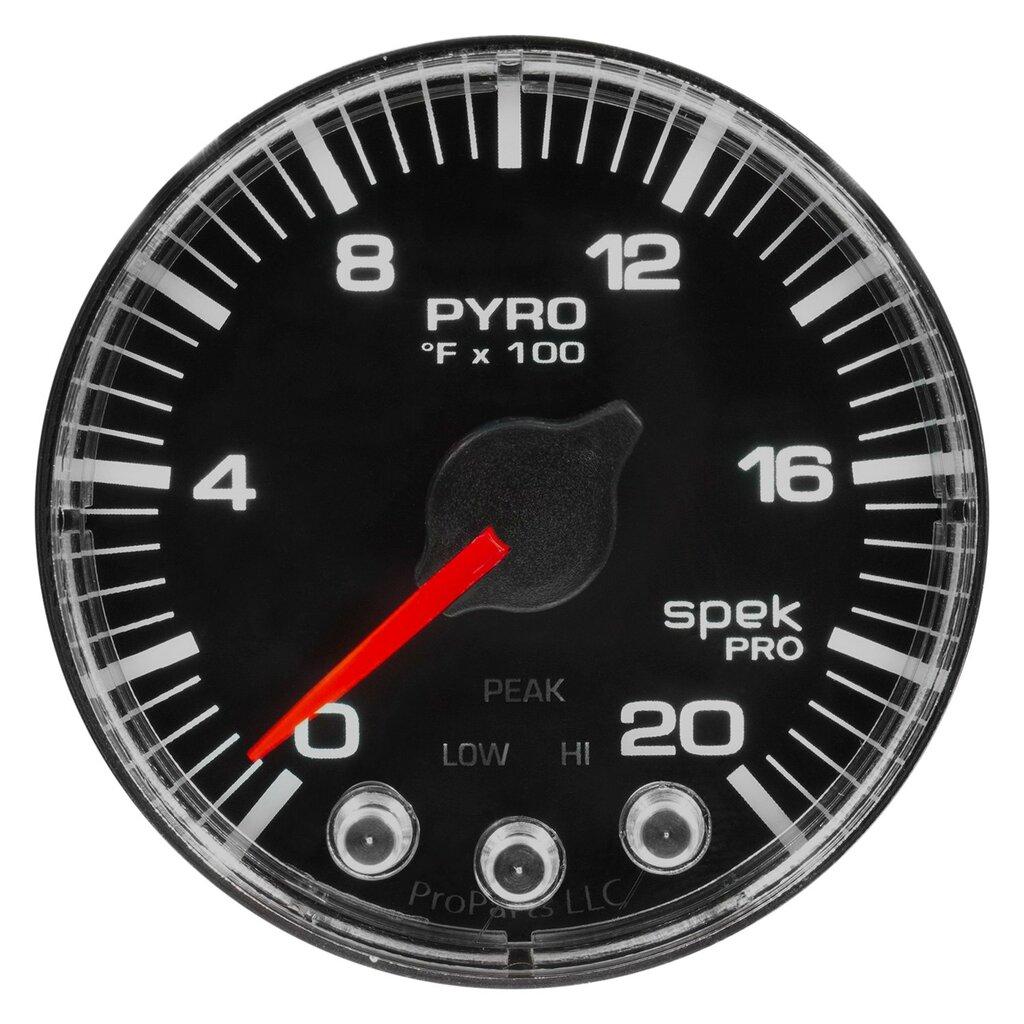 Auto Meter 2-1/16" PYROMETER, 0-2000 °F, SPEK-PRO, BLACK/CHROME - P310318