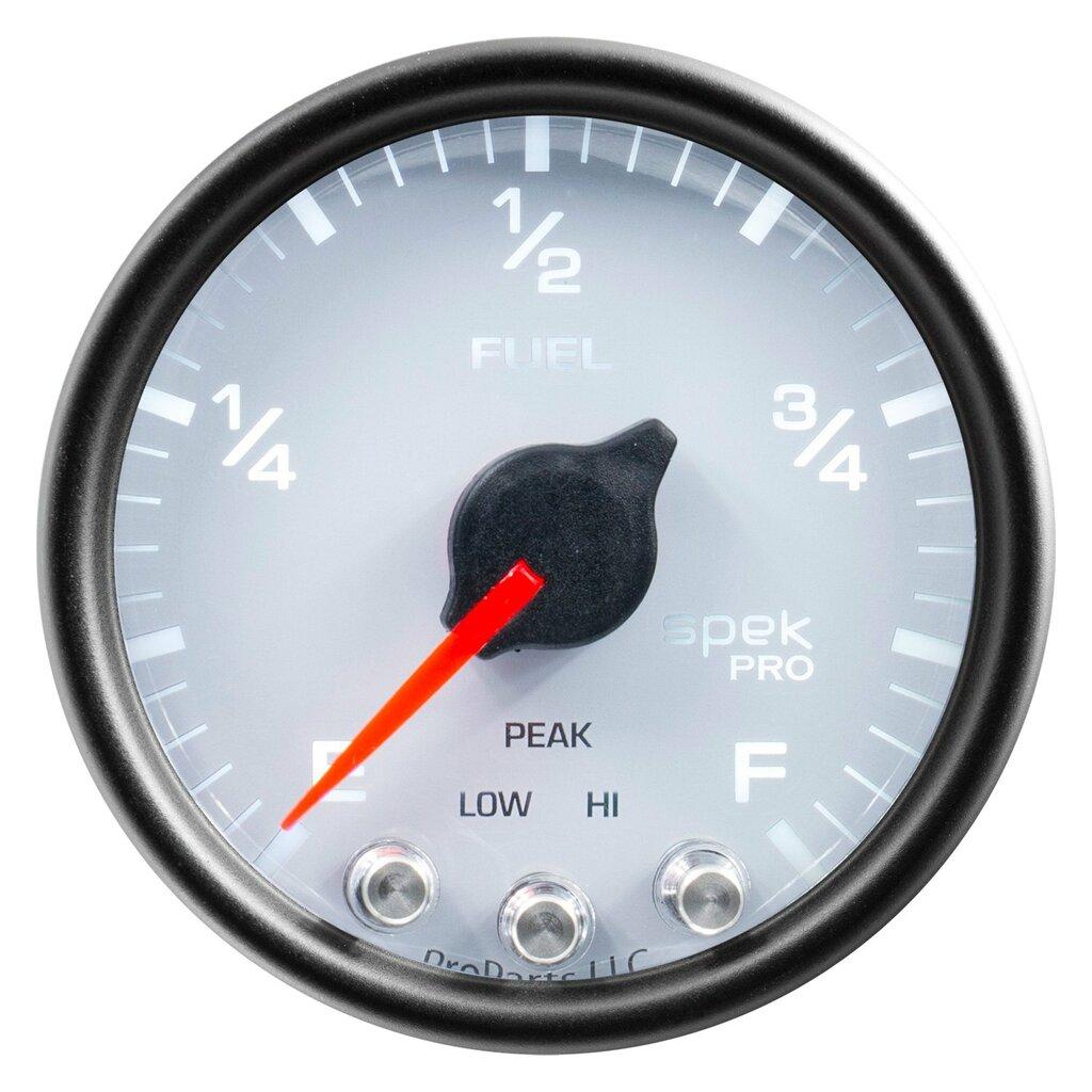 Auto Meter 2-1/16" FUEL LEVEL, PROGRAMMABLE 0-300 Ω, SPEK-PRO, WHITE/BLACK - P31212