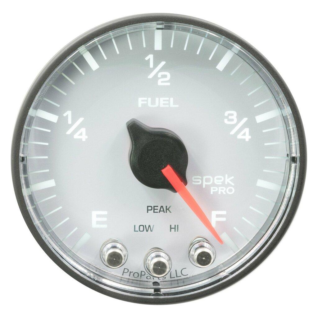 Auto Meter 2-1/16" FUEL LEVEL, PROGRAMMABLE 0-300 Ω, SPEK-PRO, WHITE/BLACK - P312128