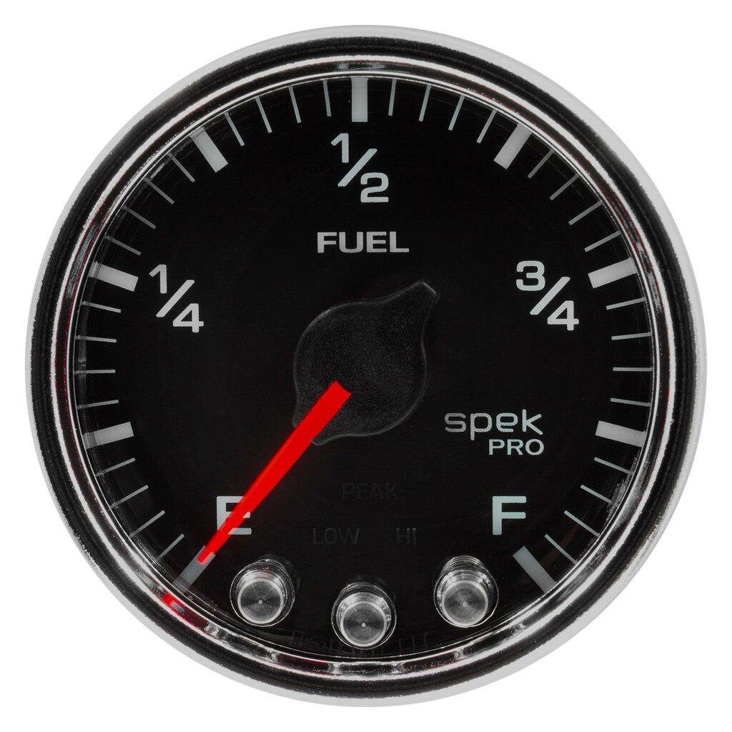 Auto Meter 2-1/16" FUEL LEVEL, PROGRAMMABLE 0-300 Ω, SPEK-PRO, BLACK/CHROME - P31231