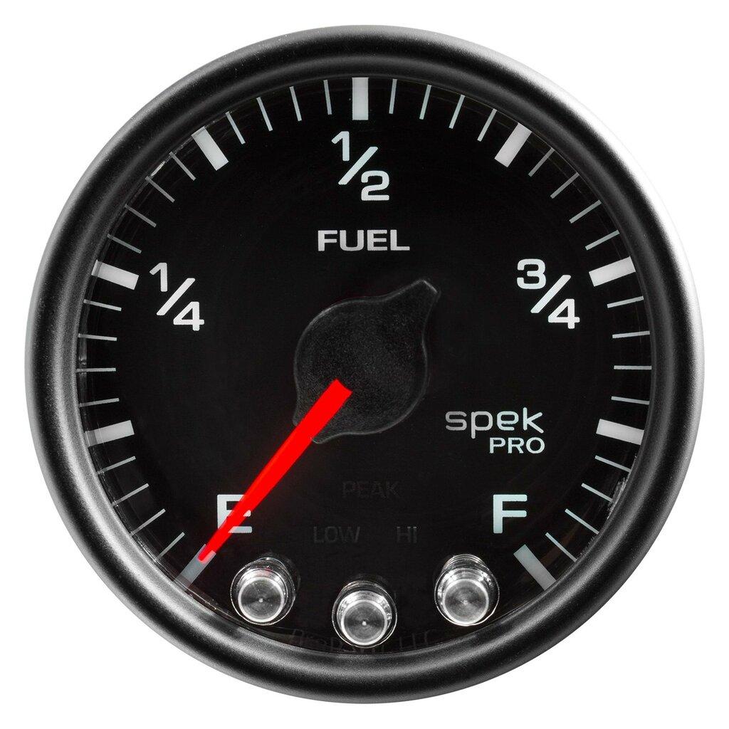 Auto Meter 2-1/16" FUEL LEVEL, PROGRAMMABLE 0-300 Ω, SPEK-PRO, BLACK/BLACK - P31232