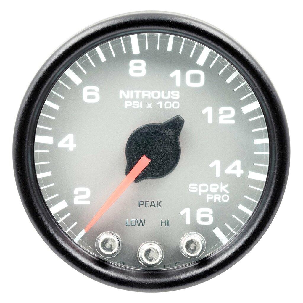 Auto Meter 2-1/16" NITROUS PRESSURE, 0-1600 PSI, SPEK-PRO, SILVER/BLACK - P32022