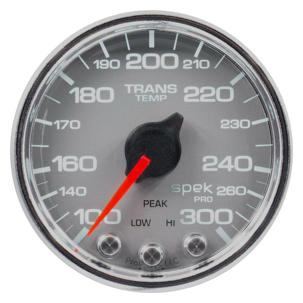 Auto Meter 2-1/16" TRANSMISSION TEMPERATURE, 100-300 °F, SPEK-PRO, SILVER/CHROME - P34221