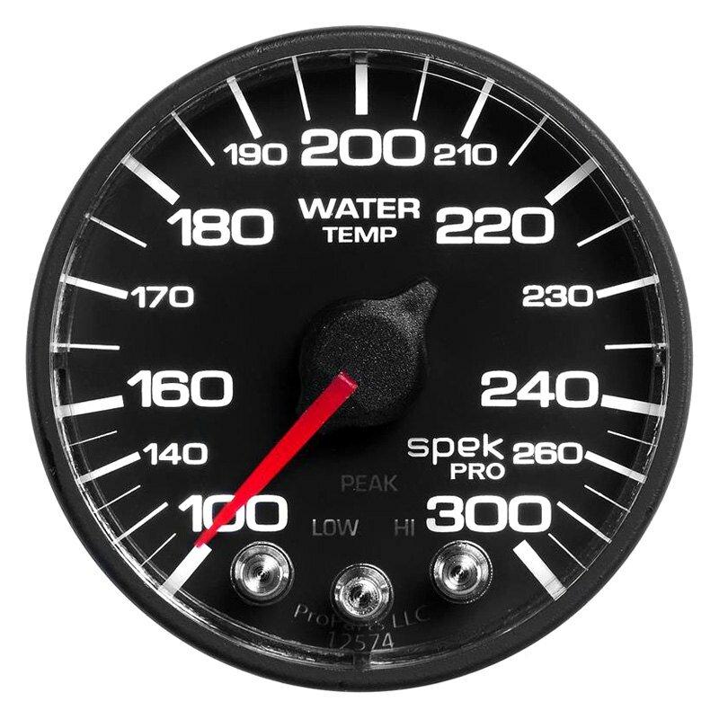 Auto Meter 2-1/16" WATER TEMPERATURE, 100-300 °F, SPEK-PRO, BLACK/BLACK, ECU - P546328