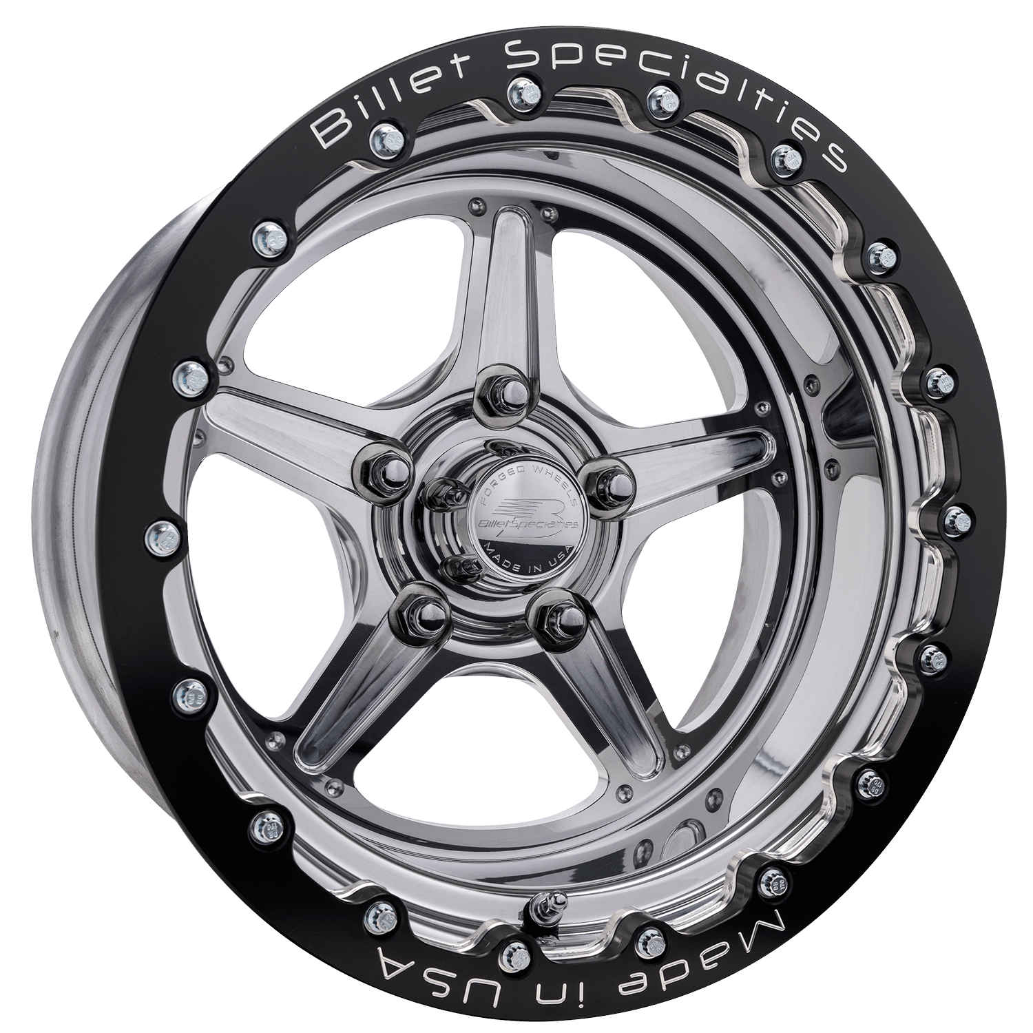 Billet Specialties Street Lite Wheel Polished Single Bead Lock 15X8 4.50" Back Spacing 65 BP - RSB23580L6545