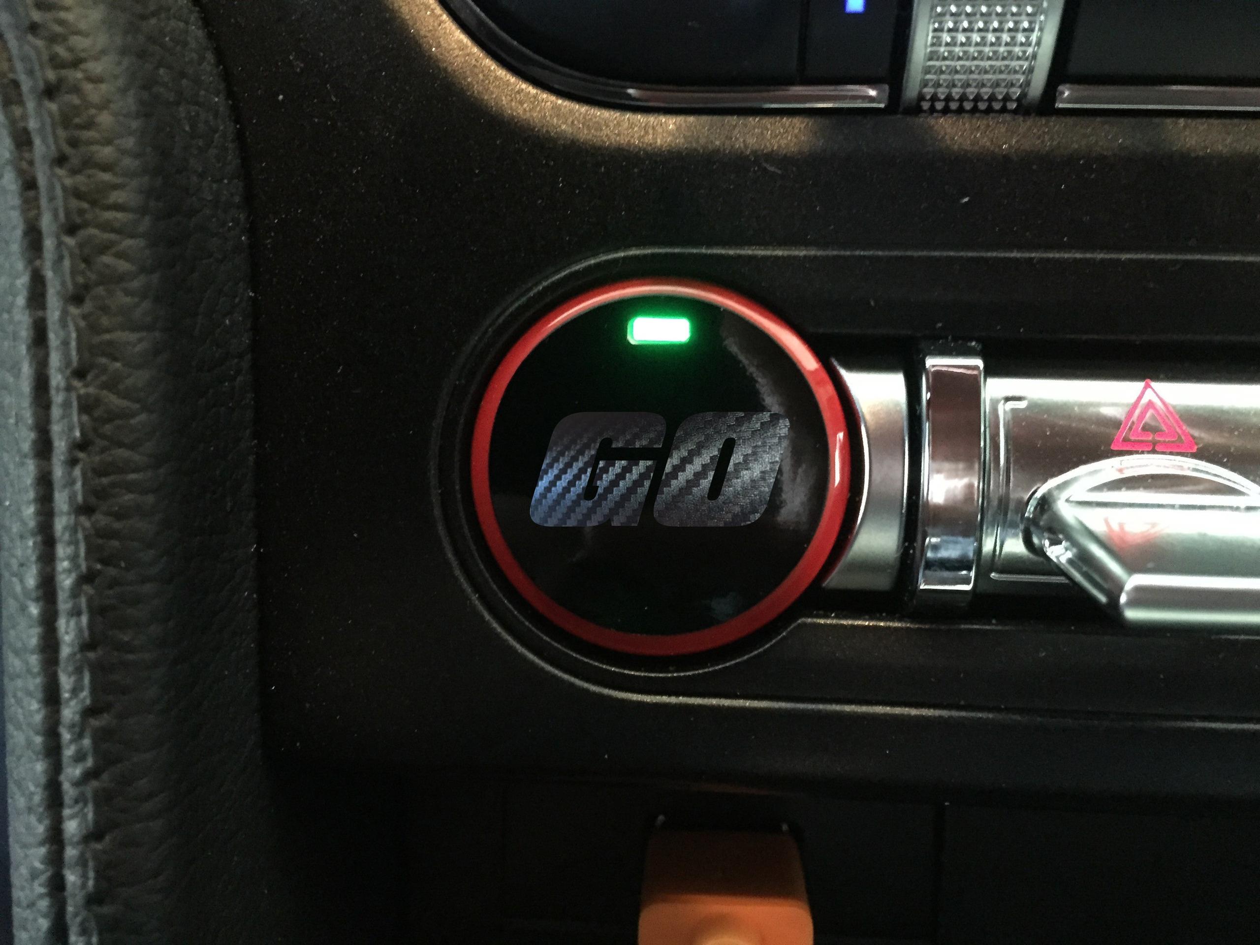 Anchor Room Push Button Decal "GO" (2015-2023 Mustang) - Blue - 15FM_PBSH_GO_B