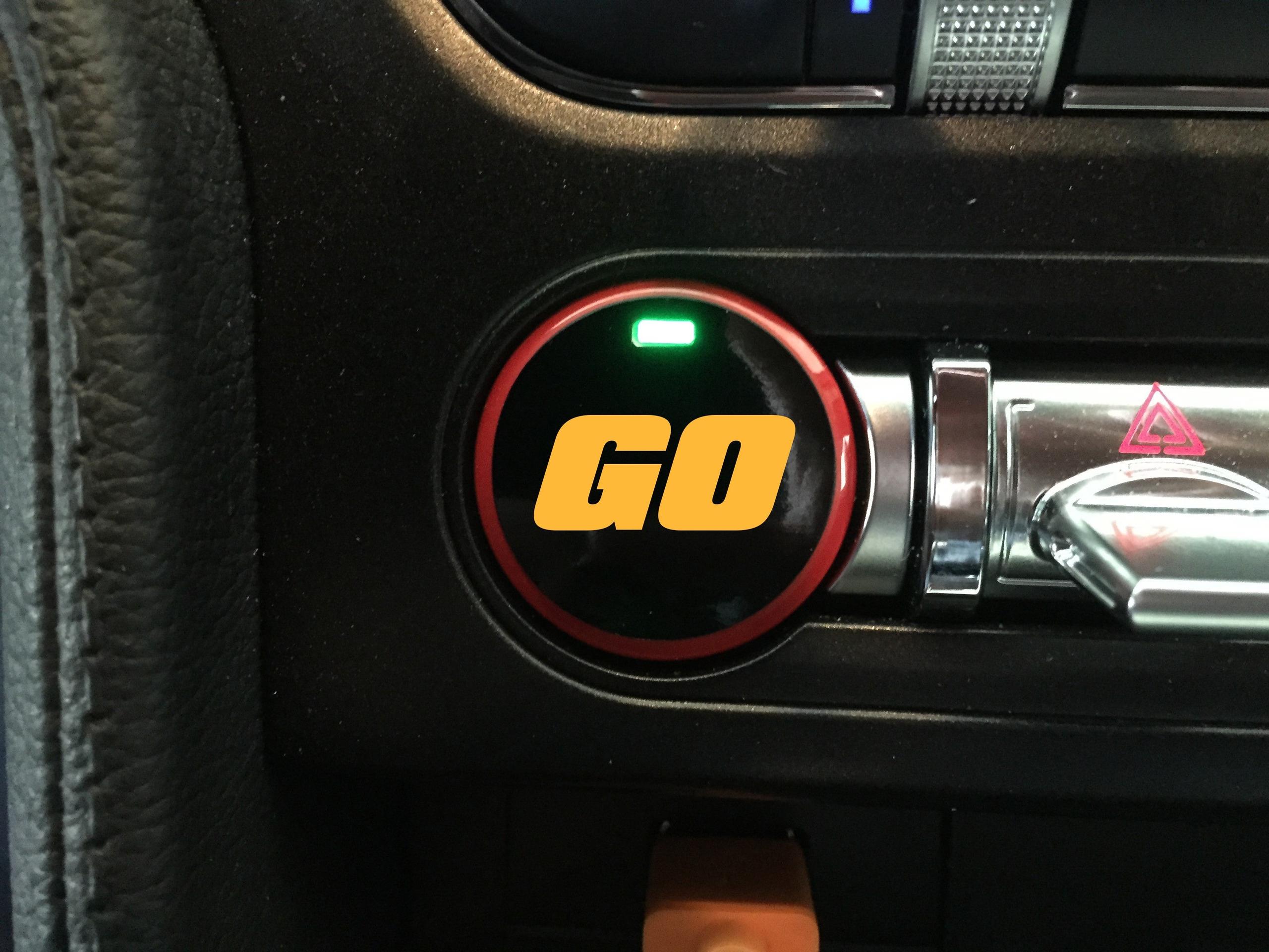 Anchor Room Push Button Decal "GO" (2015-2023 Mustang) - Blue - 15FM_PBSH_GO_B