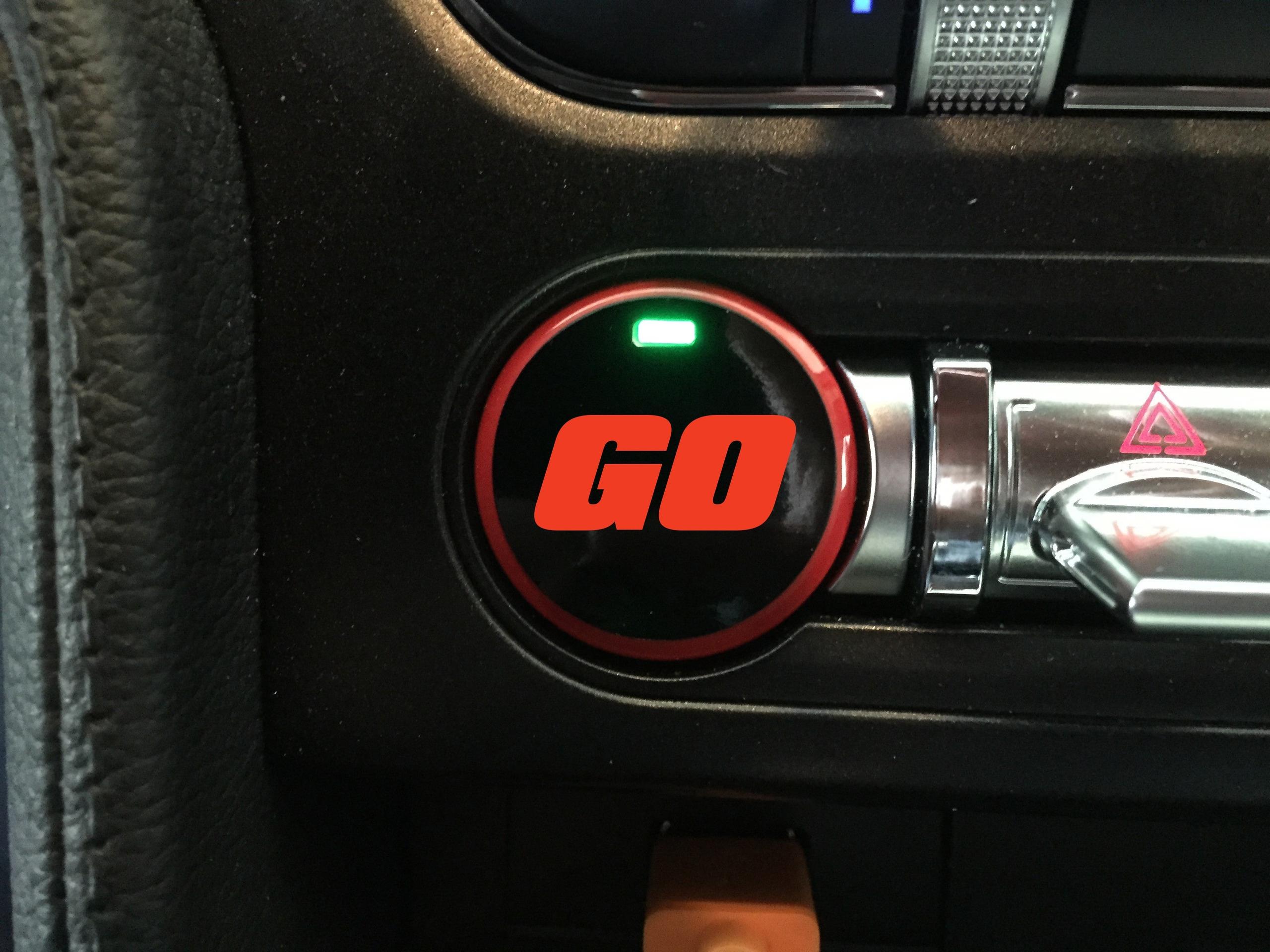 Anchor Room Push Button Decal "GO" (2015-2023 Mustang) - Blue - 15FM_PBSH_GO_B