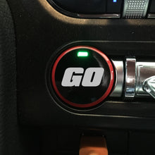 Anchor Room Push Button Decal "GO" (2015-2023 Mustang) - Blue - 15FM_PBSH_GO_B