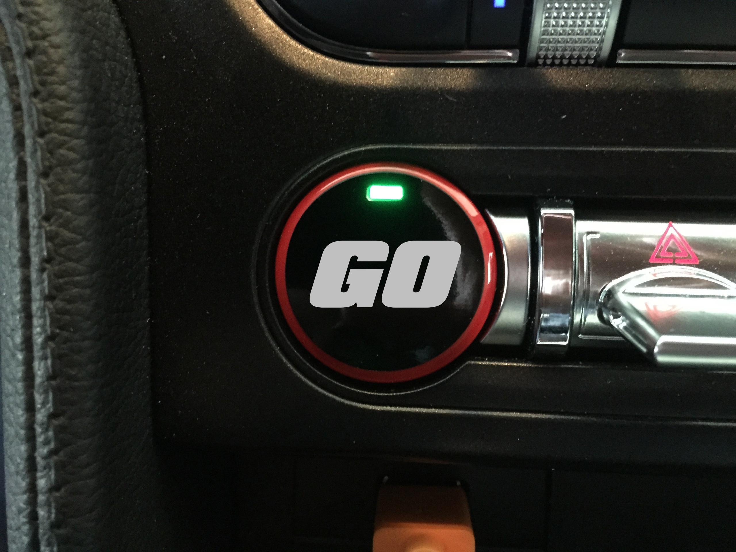 Anchor Room Push Button Decal "GO" (2015-2023 Mustang) - Blue - 15FM_PBSH_GO_B