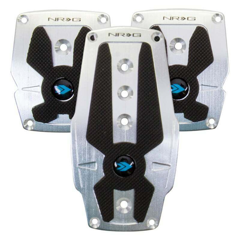 NRG Brushed Silver aliminum sport pedal w/ Black rubber inserts MT - PDL-200SL