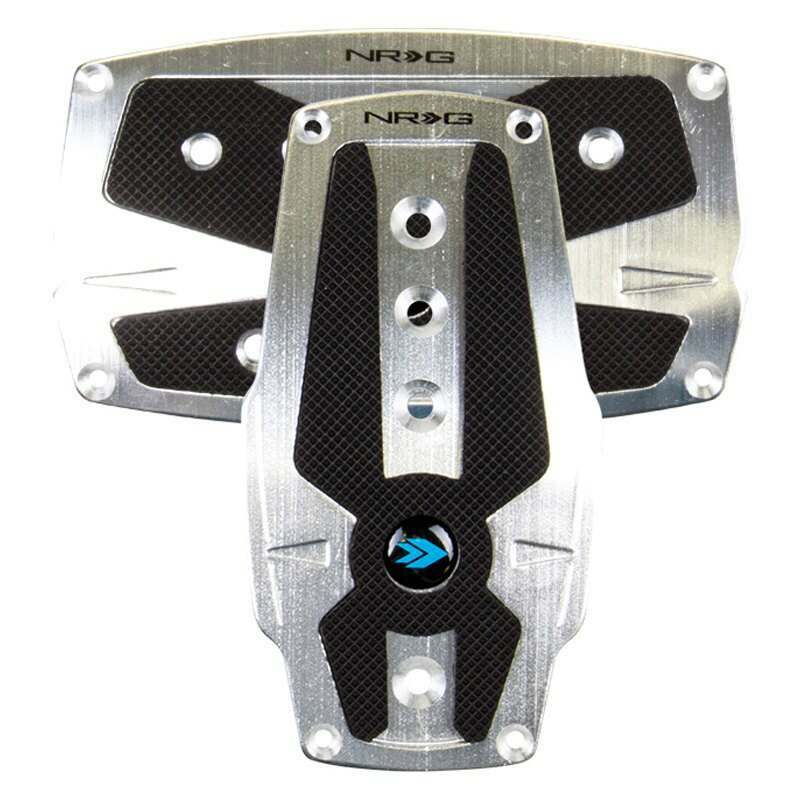 NRG Brushed Silver aliminum sport pedal w/ Black rubber inserts AT - PDL-250SL