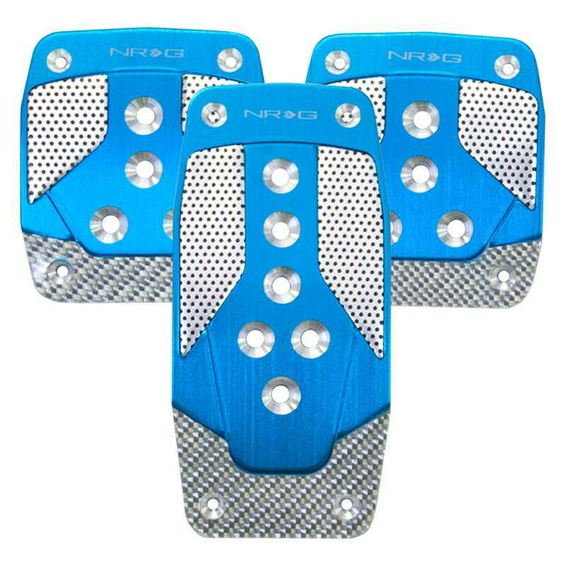NRG Aluminum Sport Pedal Blue w/ Silver Carbon MT - PDL-400BL