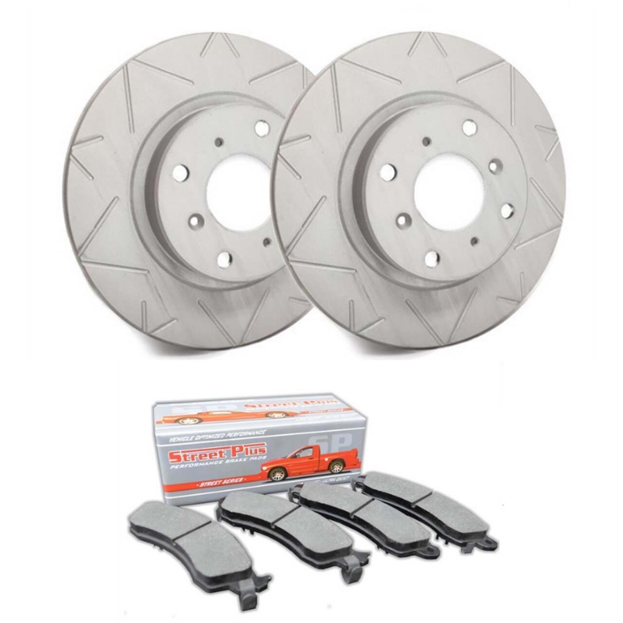 SP Performance Peak Series Slotted Rotors w/ Silver Zinc Coating - Front Pair with Ceramic Brake Pads (11-14 Standard GT) - V54-175-PCD1463