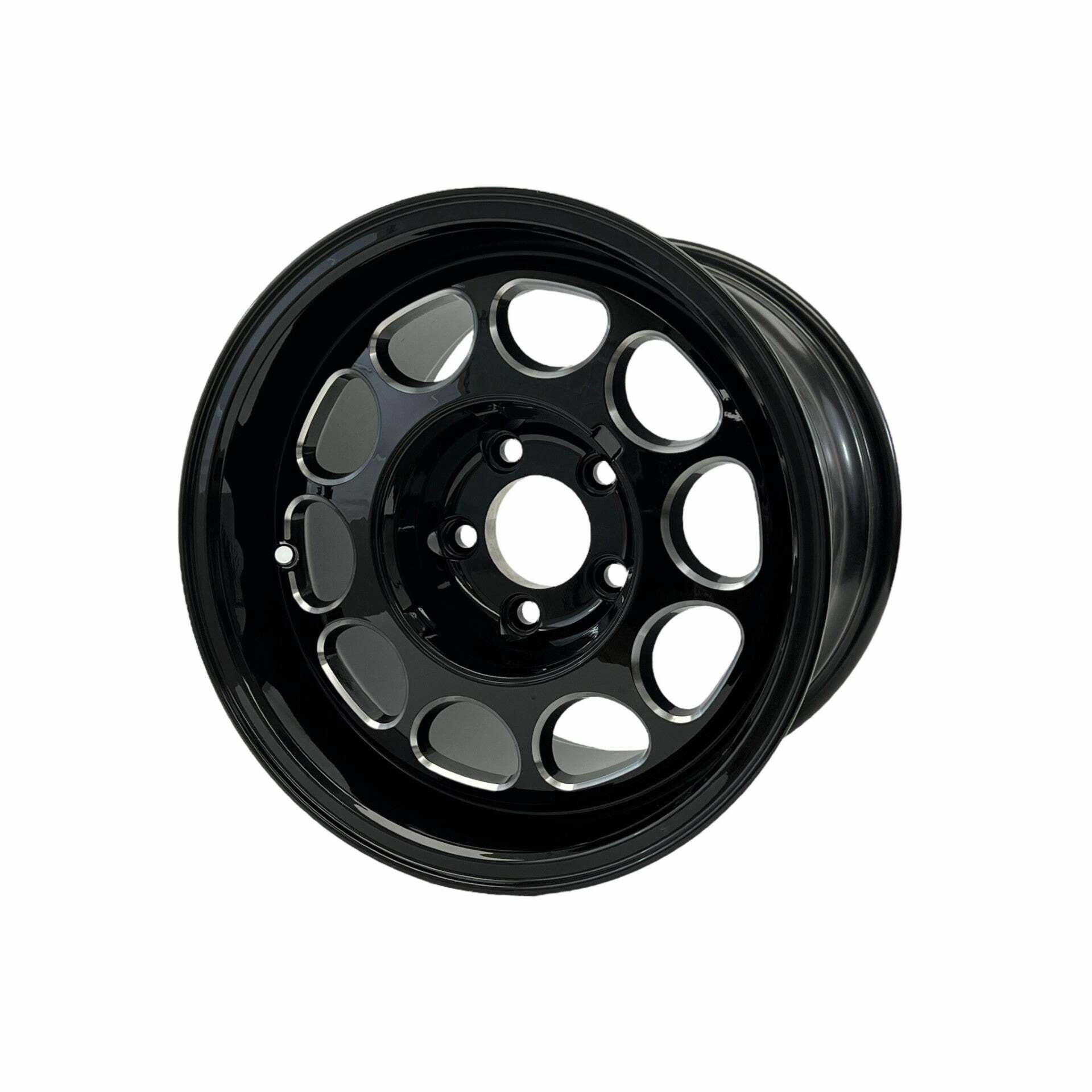 VMS Racing Street or Drag Race 5 Lug 10 Hole Phone Dial Wheel 15x10, 5x114.3 (5x4.5") +20 Offset (6.3" Backspacing) - Black (1979-1993 Fox Body Mustang) - VWPD007